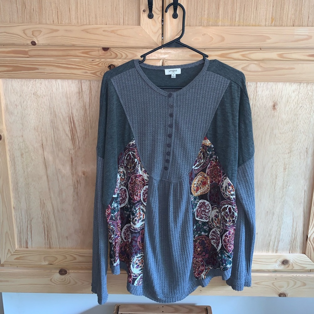 Umgee NWOT multi-media boho bohemian shirt size S